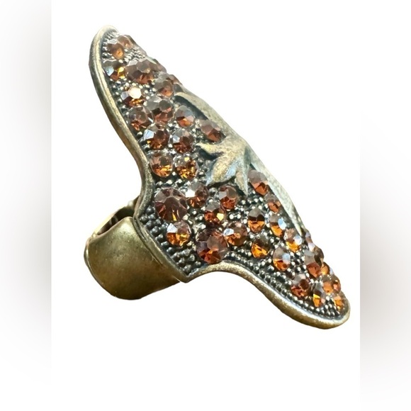 Bronze-Tone Maltese Cross Rhinestone Ring (7) - Picture 5 of 7